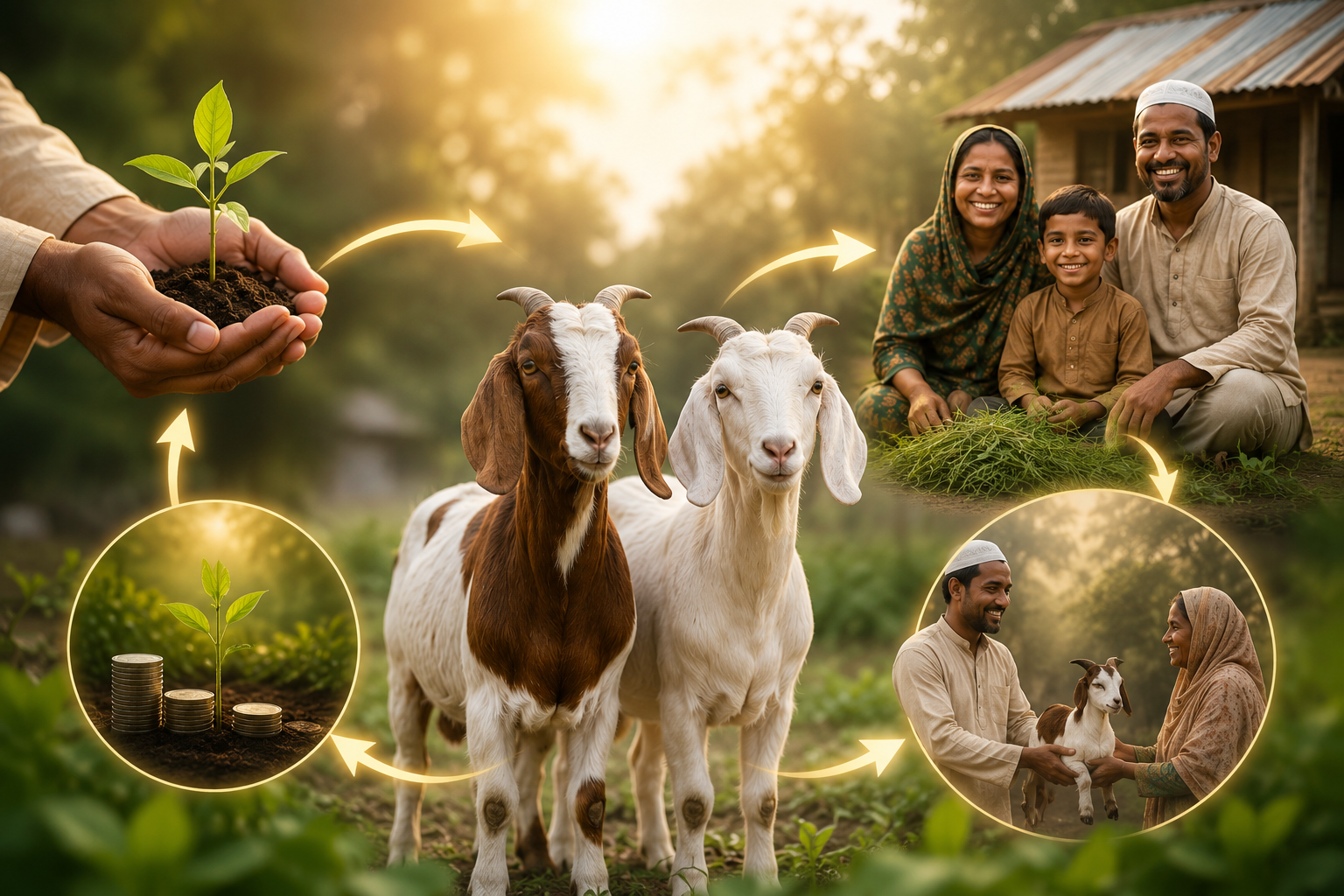 A donation cycle: from a seedling to goats to a self-reliant family